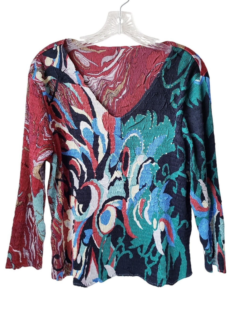 Vintage Alberto Makali Ckrinkle Print Design Top
